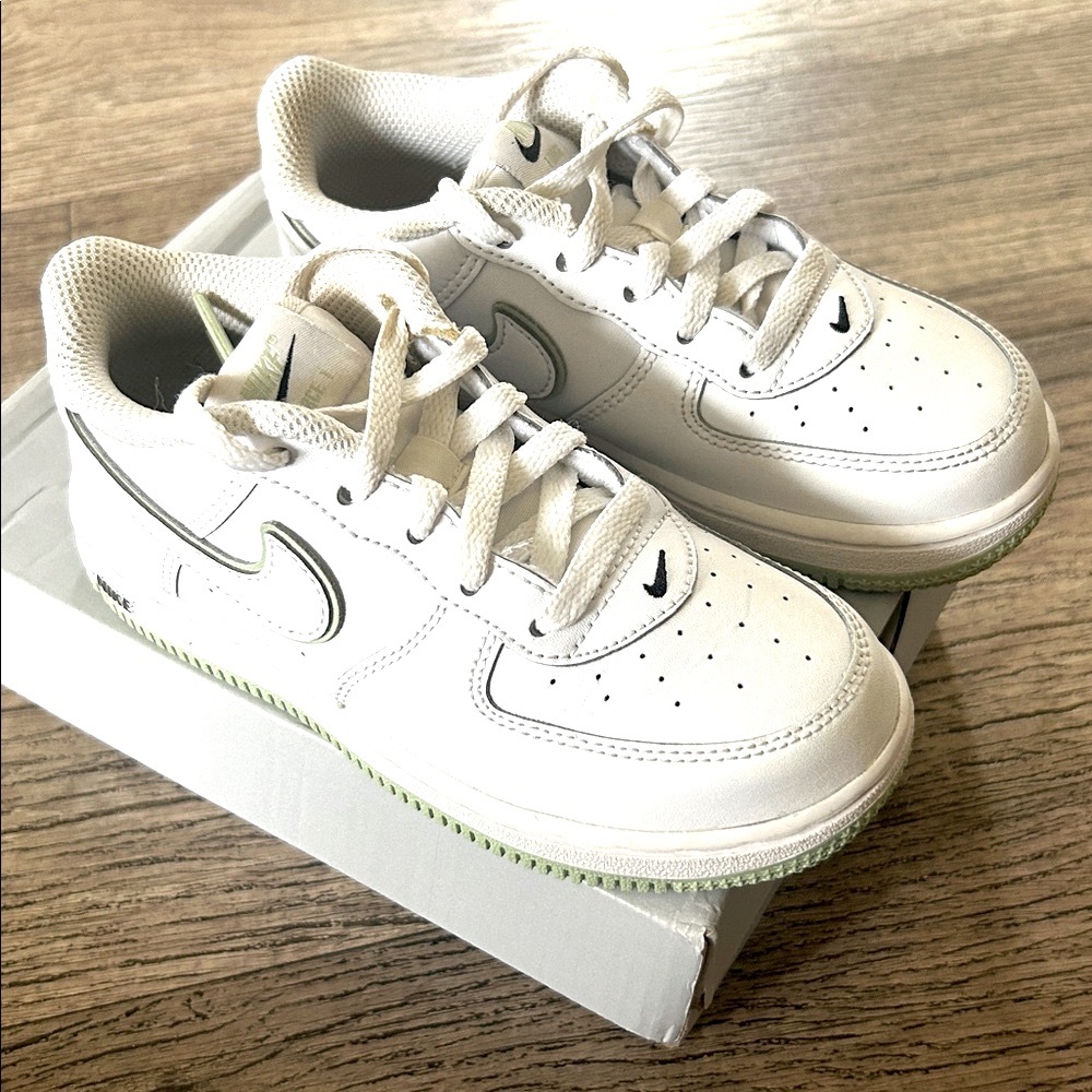 White and Green  Airforce one Sneakers